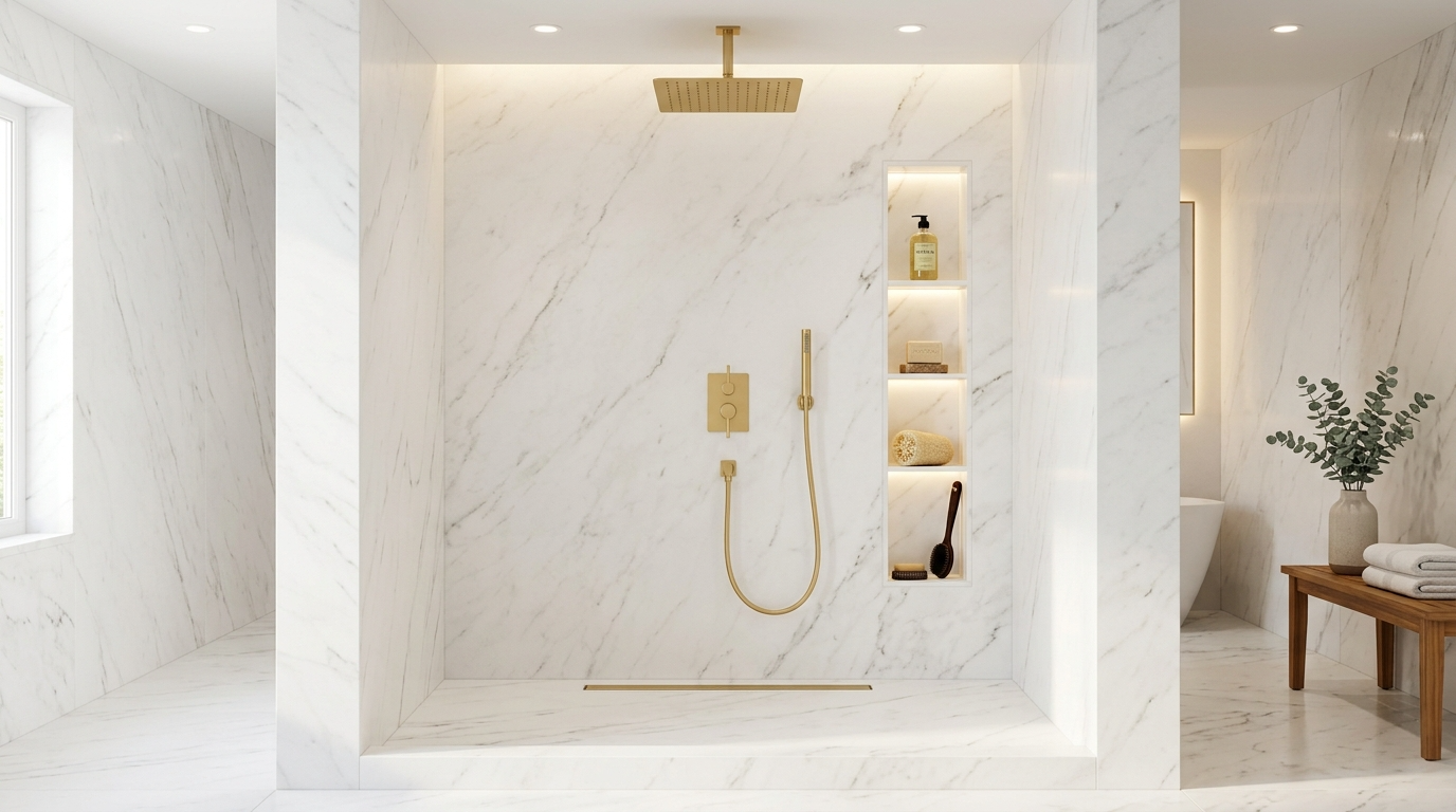 Choose a linear drain for a sleek modern look